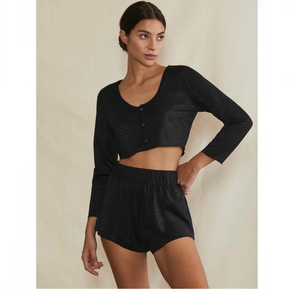 NEW ONIA BLACK METALLIC CROP TOP - Picture 8 of 9